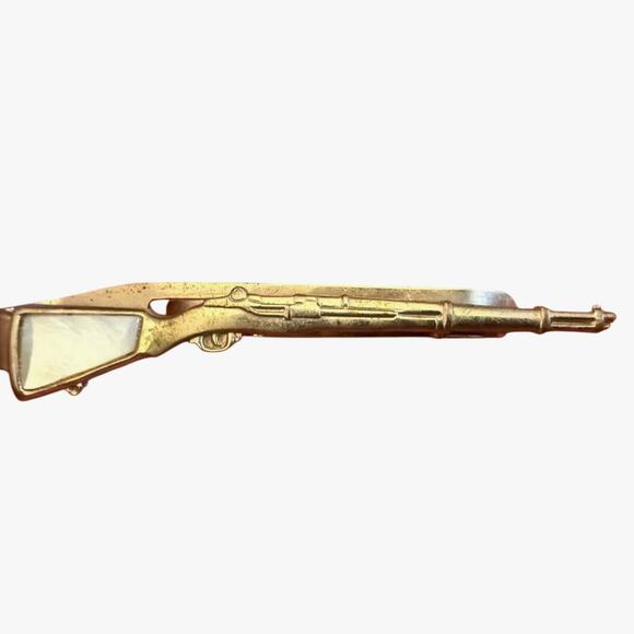 Vintage Rifle Tie Clip with Mother of Pearl Inlay - Picture 1 of 6